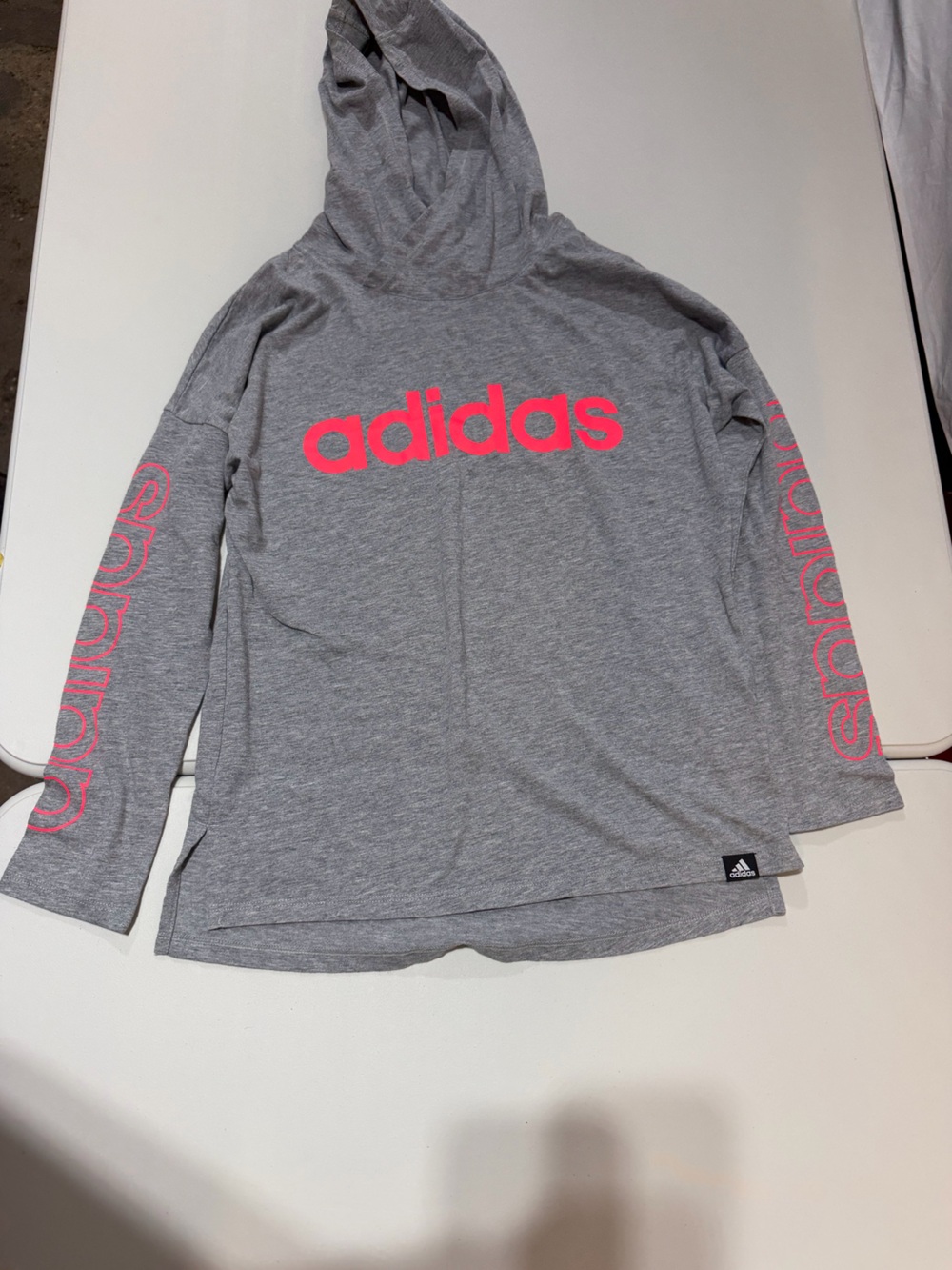 adidas Heather Gray Long Sleeve Shirt with Logo